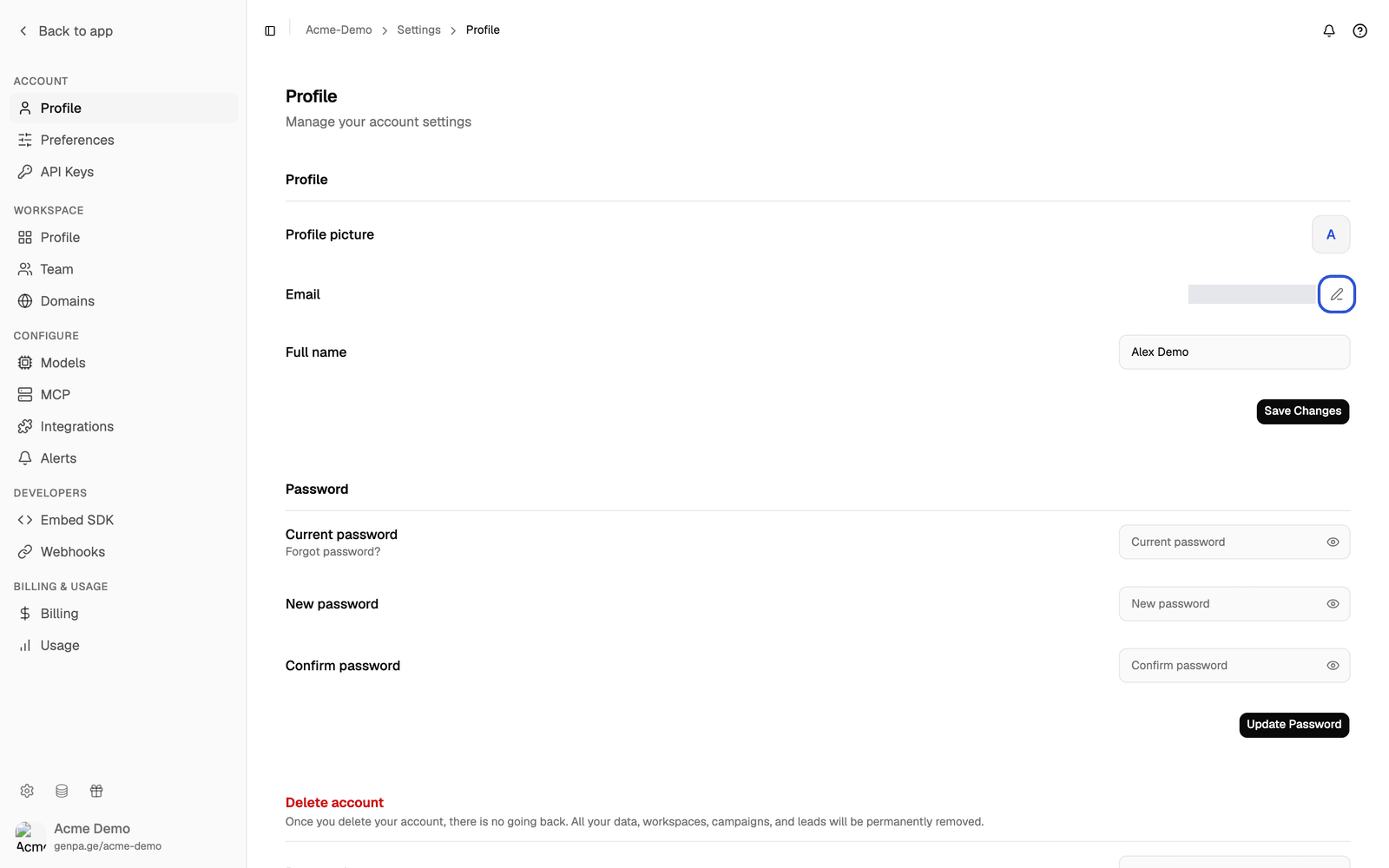 The Email row with the pencil button highlighted